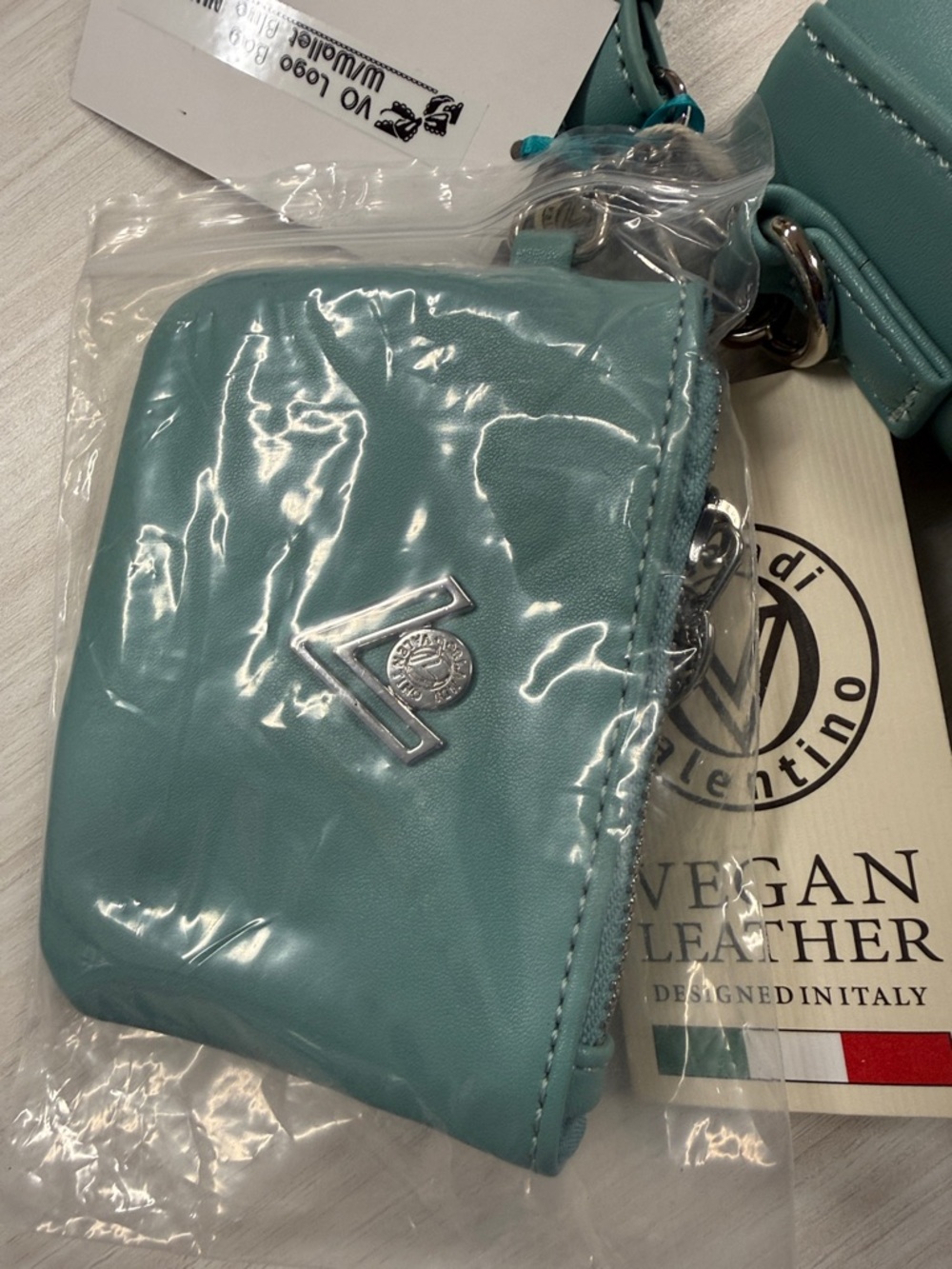 Valentino Orlandi Mint Green Embossed Logo Shoulder Bag - Picture 3 of 10